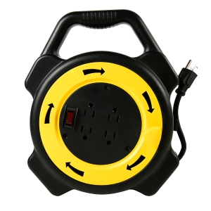 Stimula Lifestyle Original Connector - World's Most Compact Retractable Extension  Cord Reel 25 feet, 4 Outlets & 15A Circuit 13A MAX / 1625W /125VAC