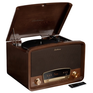 Electrohome Kingston Vintage Vinyl Record Player Stereo System - Turntable, Bluetooth, Radio, CD, Aux, USB, Vinyl to MP3