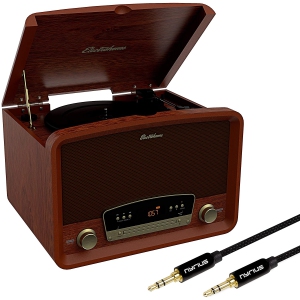 Electrohome Kingston Vintage Vinyl Record Player Stereo System with Bonus 3.5mm Aux Cable