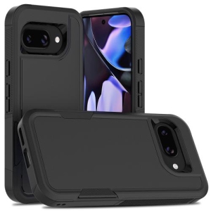 TopSave New Style Matt Polish PC+TPU 2 in 1 Slim Lightweight Shockproof, Rugged, Protective Armor Case For Google Pixel 9a 6.3" 5G, Black