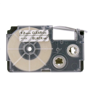 Zoomtoner Compatible Casio Black on Clear Cassette Label Tape 12MM / 1/2 - 8M / 26