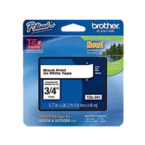 ~Brand New Original BROTHER TZ241/TZE241 BLACK ON WHITE Tape