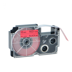 Zoomtoner Compatible Casio Black on Red Cassette Label Tape 12MM / 1/2 - 8M / 26