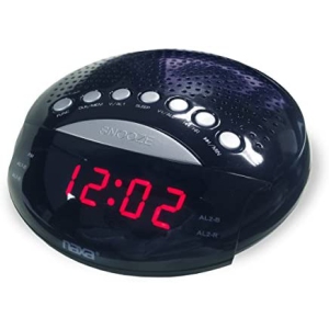 NAXA Electronics NRC-170 PLL Digital Dual Alarm Clock with AM/FM Radio and Snooze (Black Lacquer)