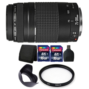 Canon EF 75-300mm Autofocus Lens Bundle f/ Canon EOS Rebel T6 T6i 70D 80D Camera
