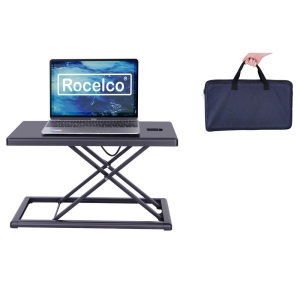 Rocelco PDR Portable Desk Riser for Laptops, Mobile Office Workspace (BLACK)