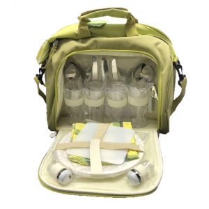 VGI Picnic Bag with Complete Cutlery Set, Stainless Steel -Green