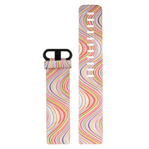 StrapsCo Patterned Silicone Rubber Watch Band Strap for Fitbit Charge 3 & Charge 4 - Short-Medium - Rainbow Wave