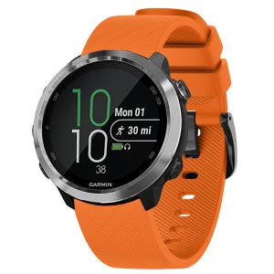 StrapsCo Silicone Rubber Band for Garmin Forerunner 245, 645, Vivoactive 3, Vivomove, Vivomove 3, HR - Short-Medium - Orange