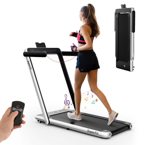 SuperFit 2.25HP Dual Display Folding Walking Pad W/Bluetooth Speaker