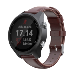 StrapsCo 20mm Leather Watch Band Strap for Garmin Forerunner 245 & 645, Vivoactive 3, Vivomove, Vivomove 3 & HR - Brown