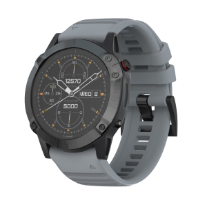 StrapsCo Silicone Rubber Watch Band Strap for Garmin Fenix 3, Fenix 3 HR, Fenix 5X, Fenix 5X Plus, Fenix 6X - Grey