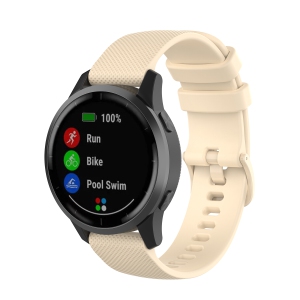 StrapsCo 22mm Quick Release Silicone Rubber Watch Band Strap for Garmin Vivoactive 4 - Beige