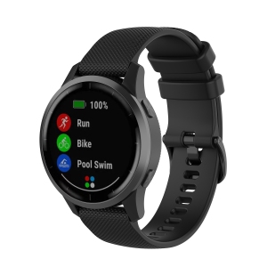 StrapsCo 22mm Quick Release Silicone Rubber Watch Band Strap for Garmin Vivoactive 4 - Black