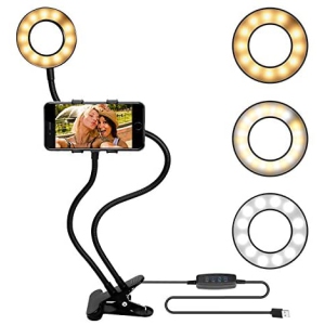 Selfie Ring Light with Phone Holder Stand for YouTube, Facebook, Live Streaming, Podcast & Makeup, LED Camera Light