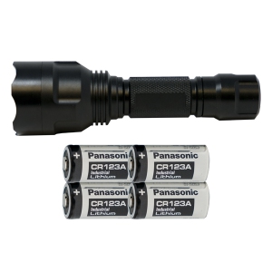 Cree XP-E LED - 300 Lumens Flashlight (S02) + 4 x Panasonic CR123 Batteries