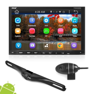 Pyle Android Stereo Receiver, 1080p 7'' Touchscreen, Dual Camera System, DVR, GPS, Bluetooth, WIFI, Support (PLDNANDVR695)