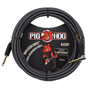 Pig Hog PCH20AGR Right-Angle 1/4" to 1/4" Amplifier Grill Guitar Instrument Cable, 20 Feet