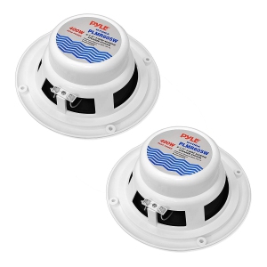 Pyle Pair of 6.5'' 2-Way Speakers, Waterproof, Stereo Sound System - White (PLMR605W)
