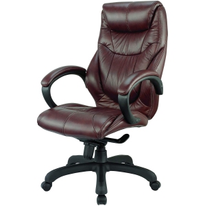 Nicer Furniture Genuine Leather High Back Executive Chair, Chocolate Brown