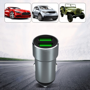 axGear Dual Ports Car Charger USB 2.4A Fast Car Charger 2 Port Adapter Aluminium
