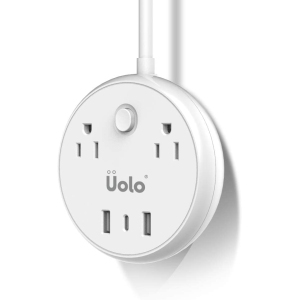 Uolo Volt USB C 57W Max PD Power Bar with 2 Surge Protector AC outlets and 2 USB A Ports 5ft Extension Cord - Compatible with iPhone and Samsung Devices