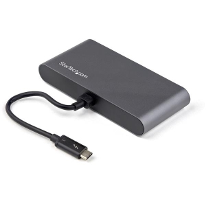 Thunderbolt 3 Mini Dock - Portable Dual Monitor TB3 Laptop Docking Station HDMI 4K 60Hz - 2x USB-A & GbE - 11" (28cm) cable