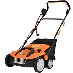 Costway 13Amp Corded Scarifier 15'' Electric Lawn Mower w/50L Collection Bag