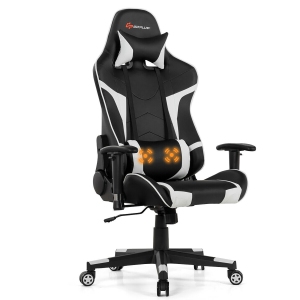 Goplus Massage Gaming Chair Reclining Swivel Racing Office Chair w/Lumbar Support