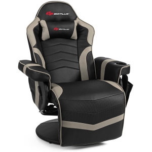 Goplus Massage Gaming Recliner Reclining Racing Chair Swivel