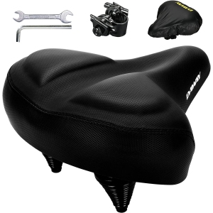Comfortable Oversized Bike Seat - Compatible with Peloton, Exercise, Mountain or Road Bikes, Extra Wide Bicycle Saddle Replacement with Memory Foam Cushion for Men Women Comfort
