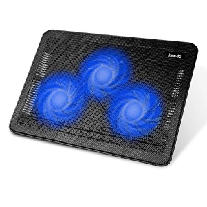havit HV-F2056 15.6"-17" Laptop Cooler Cooling Pad - Slim Portable USB Powered (3 Fans), Black/Blue