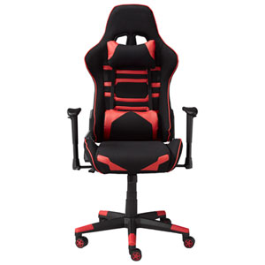 Brassex Fresno Ergonomic Faux Leather Gaming Chair with Tilt Recline Black Red