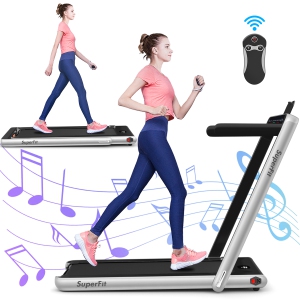 Gymax 2 in 1 Folding Treadmill 2.25HP Running Machine w/ Dual Display