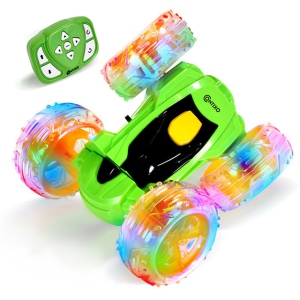 Contixo SC3 RC Flip Racer Stunt Car, 4WD Double-Sided 360° Spins, 2.4GHz Remote Control, LED Lights, All-Terrain Remote Control Car for Kids-Green