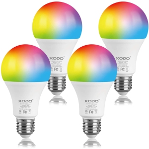 XODO LB3 Smart Wi-Fi A19 E26 Dimmable Light Bulb 9W (60W Equivalent) 800LM RGB+CCT - LED Adjustable Color Changing Smart Bulb ETL Listed (4 Pack)