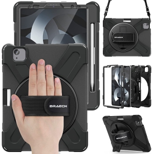 iPad Air 4 10.9 Case 2020 / iPad Pro 11 Inch Case，Heavy Duty Shockproof Kids Case with Pencil Holder & Hand Strap & Shoulder Strap for iPad Air 4th Generation 10.9 Inch -Black