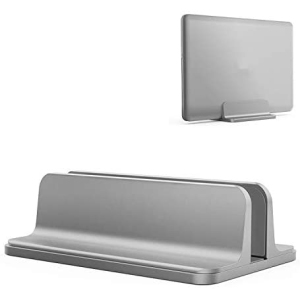 DURAMEX (TM) Silver Color Vertical Laptop Stand, Desktop Aluminum Stand with Adjustable Dock, for Laptops Up to 17.3 inch