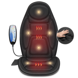 Snailax Memory Foam Massage Seat Cushion - Back Massager with Heat,6 Vibration Massage Nodes & 2 Heat Levels, Massage Chair for Home Office Chair - 262M