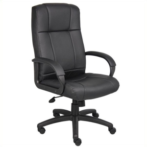 Scranton & Co Leather Modern High Back Executive Office Chair in Black