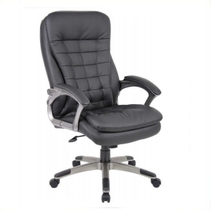 Scranton & Co Leather High Back Pillow Top Executive Office Chair in Black