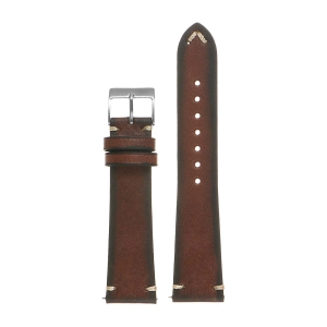 DASSARI Regal II Vintage Leather Watch Band Strap w/ Hand Sewn Stitching for Fitbit Charge 4 & Charge 3 - Brown