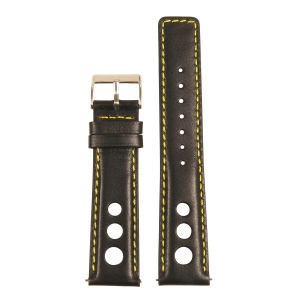 StrapsCo Leather Rally Watch Band Strap for Fitbit Charge 4 & Charge 3 - Black & Yellow