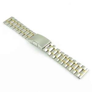 StrapsCo Stainless Steel Oyster Watch Band Strap for Fitbit Charge 4 & Charge 3 - Two Tone