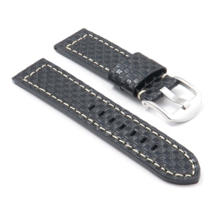 DASSARI Azure Carbon Fiber Leather Watch Band Strap for Fitbit Charge 4 & Charge 3 - Black
