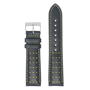 DASSARI Perforated Leather Racing Watch Band Strap for Fitbit Charge 4 & Charge 3 - Black & Yellow