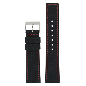 DASSARI Nylon Watch Band Strap for Fitbit Charge 4 & Charge 3 - Black & Red