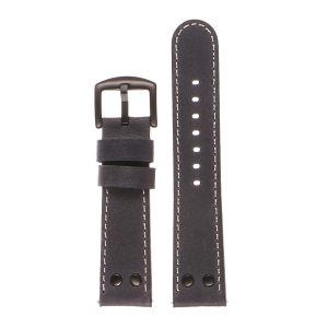 DASSARI Vintage Leather Pilot Watch Band Strap w/ Rivets Fitbit Charge 4 & Charge 3 - Blue (Black Buckle)