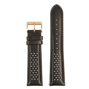 StrapsCo Perforated Rally Watch Band Strap for Fitbit Charge 4 & Charge 3 - Black (Rose Gold Buckle)