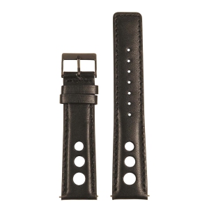 StrapsCo Leather Rally Watch Band Strap for Fitbit Charge 4 & Charge 3 - Black (Black Buckle)